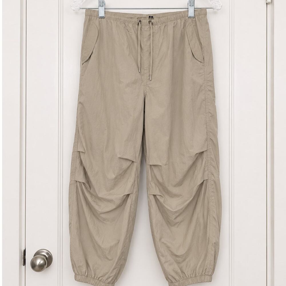 Divided by H&M Beige Parachute Cargo Pants  Medium Elastic Waist Utility Y2K